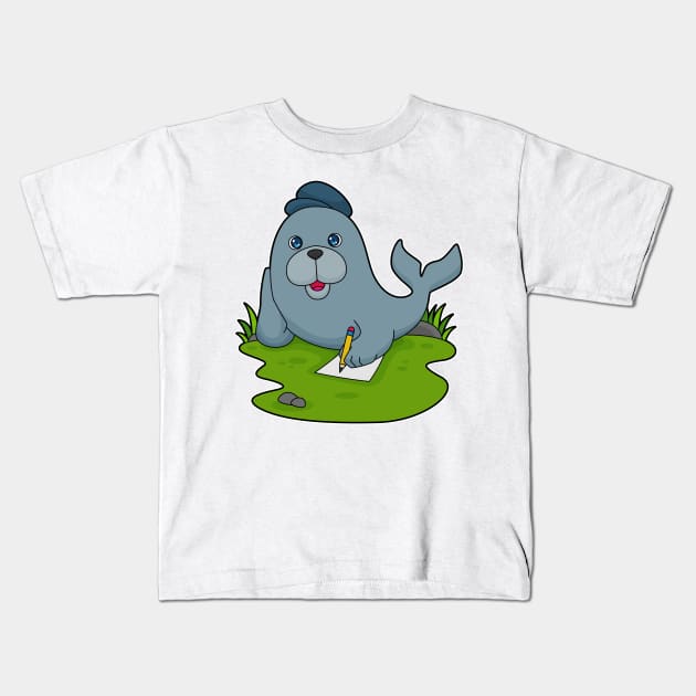 Seal Pencil Paper Kids T-Shirt by Markus Schnabel
